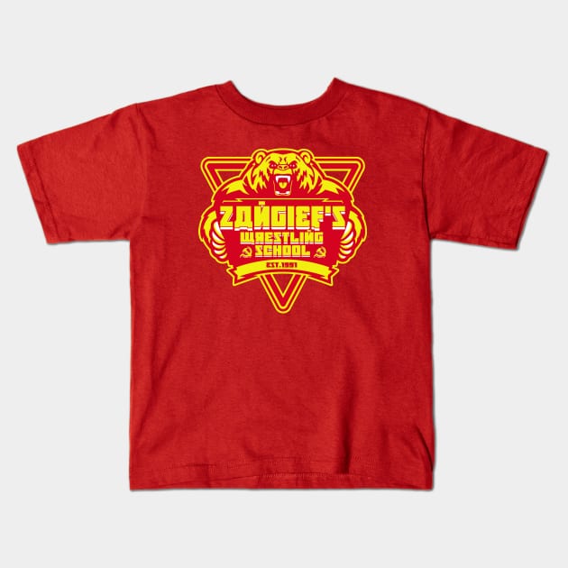 Zangief's wrestling school Kids T-Shirt by carloj1956